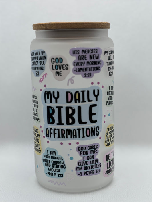 16oz GLASS CUPS WITH BIBLE VERSES